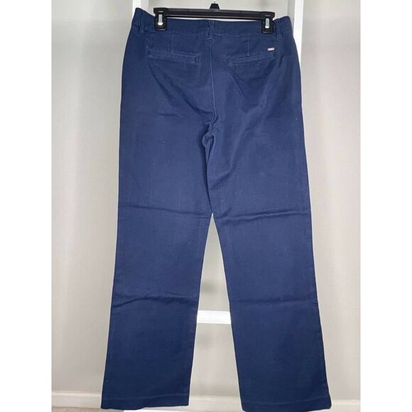 Tommy Hilfiger Pants Womens 8 Blue Straight Leg Button Fly Stretch Flat Front - Picture 2 of 10